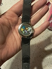 Bulova Benetton World Map Dial Quartz Analog Wristwatch Black Leather Strap