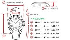 [Near MINT] GUCCI 2400S 14mm Black Dial Bangle Quartz Women’s Watch from JAPAN