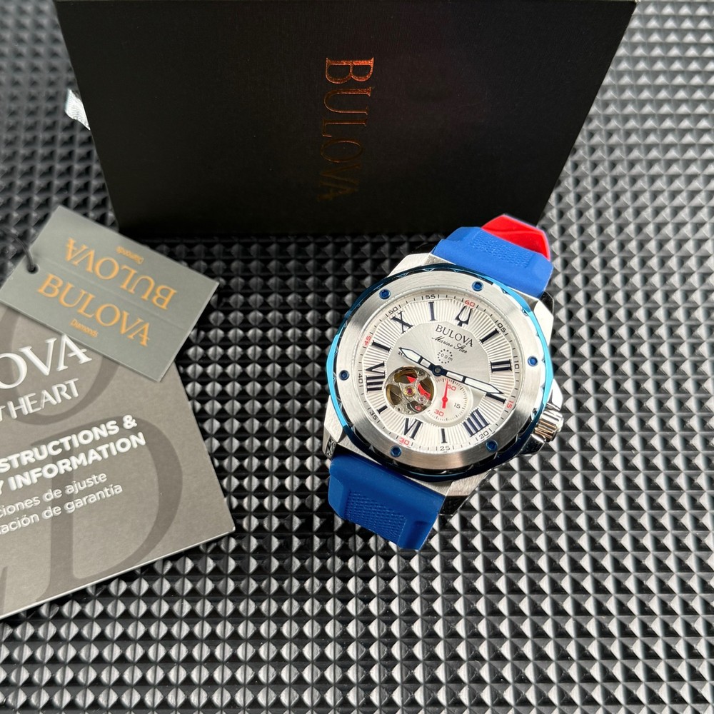 Bulova Marine Star Automatic Silver white Dial 98A225 Men’s Watch 45mm