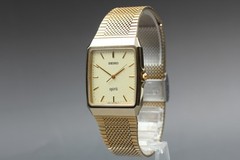 [EXC+5] Seiko Spirit 5E31-5A60 29mm Gold Square Tank Mens Watch From JAPAN