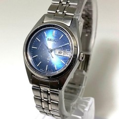 SEIKO Wristwatch Quartz Day Date Blue Vintage Authentic From Japan