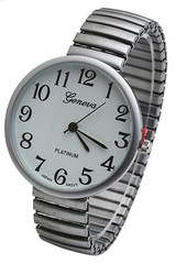 Fashion Watch Wholesale Geneva Super Large Stretch Watch Numbered Brushed Silver
