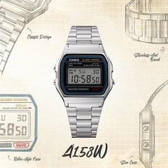 Casio Collection A158WA-1JH Vintage Digital Mens Watch Silver