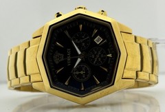 Refurbished Versace V-Legend Chrono Quartz Black Dial Gold-Plated Wristwatch
