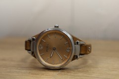 Fossil Georgia Watch Brown Bund Strap Three Hands 32mm Case ES-2830 New Batt