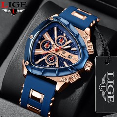 LIGE Fashion Men Watch Triangle Chronograph Military Wristwatch Sport Army Mens