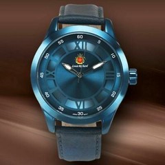 NEW Louis Richard 9901 Men’s Brandis Blue Dial Leather Watch hipster style roman
