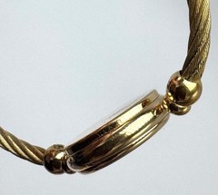 Gucci Women’s Gold Tone Twisted Rope Bangle Black Face Watch 2700L Authentic