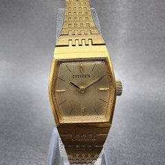 Citizen Watch Women 18mm Gold Dial Gold Tone Hexagon 86-0549 Manual Runs VTG