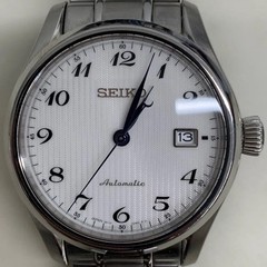 Seiko S77 Automatic Watch White Dial Used 6R15-03N0 Mechanical Damaged