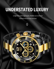 LIGE Men Watch Chronograph Stainless Steel Wristwatch for Business Males Watches