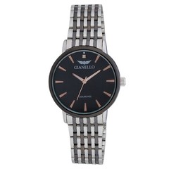Gianello Genuine Diamond Dial LANZI Round Link Watch Carat Size 1/10