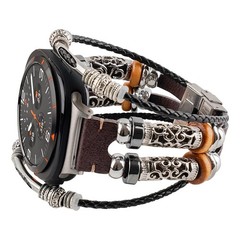 Samsung Galaxy Watch 7 Ultra 47mm Leather Boho Band Cross Charms Retro