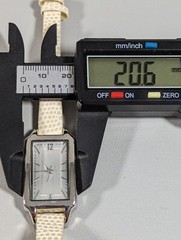 Silver Tone Dial Rectangle Case White Faux Leather Band Watch