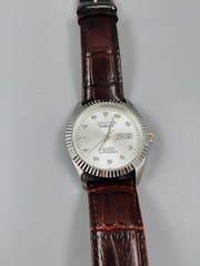 Croton Diamond Automatic Day-Date President Style Watch Silver Dial Extra Straps