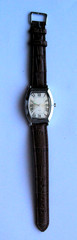 Vintage Ladies SKC 30mm Luminous Silver Tank Black Leather Watch