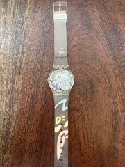 Swatch Sydney 2000 Clear Skeleton Dial Quartz Watch Plastic Strap 34mm 2000