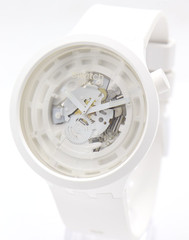 New Swiss Swatch Big Bold C-WHITE Silicone Skeleton Watch 47mm SB03w100 $145