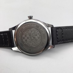 Vince Camuto Mens Watch 42mm Silver Tone Blue Dial Black Faux Leather 3ATM