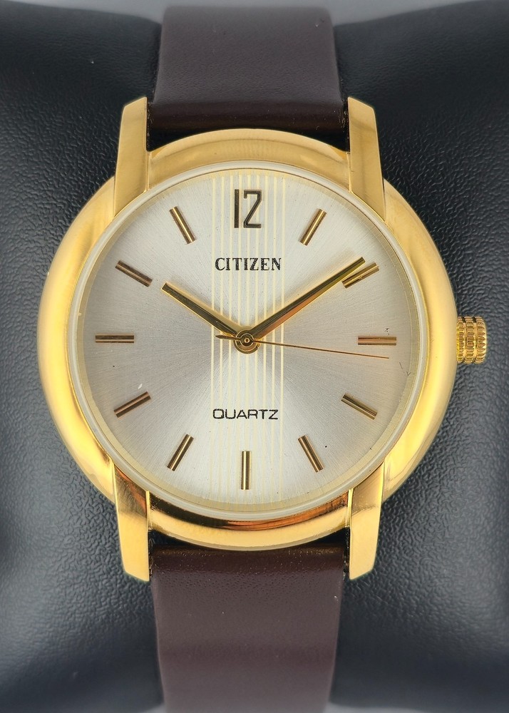 Beautiful Citizen Slim Round Silver Dial Quartz Men’s Wristwatch Leather Band