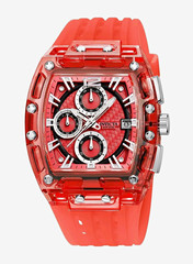 Invicta Bolt Men’s Quartz Chronograph Watch, Date, 30m, Red Silicone Strap