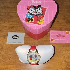 Disney Minnie Mouse Limited Edition Quartz Watch Red Leather Strap Gold Case Box