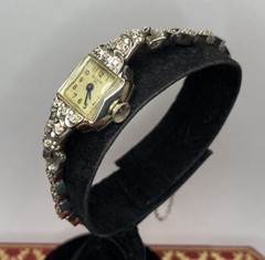 Rare Antique Bulova 14k White Gold Diamond S Link Tennis Vintage Bracelet Watch