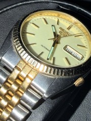 Seiko 5 SNXJ90 Men’s Watch Automatic Two-Tone Gold Dial AMERICAN PSYCHO USA