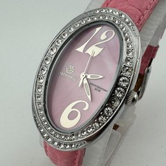 Pastorelli Quartz Watch Women 30m Silver Pink Swiss Parts Oval Analog New Batter