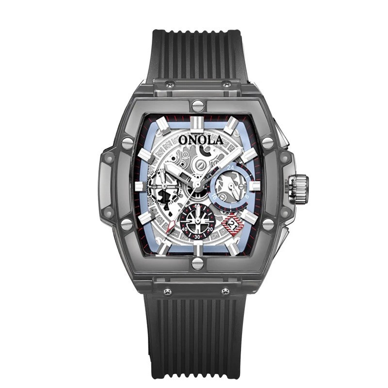 ONOLA Men Quartz Watch Multifunction Chronograph Waterproof Luminous Transparent
