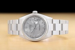 ROLEX MENS DATEJUST 16014 GRAY ROMAN DIAL 18K WHITE GOLD STAINLESS STEEL WATCH