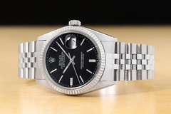 ROLEX DATEJUST 16234 18K WHITE GOLD STAINLESS STEEL JUBILEE BLACK DIAL WATCH