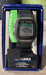 Casio Mens Watch LED Light With Afterglow Dual Time 50m Water Resistant Green