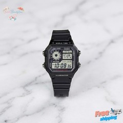 Casio AE-1200WH-1AVDF World Time Digital Watch 100M WR 10Y Battery