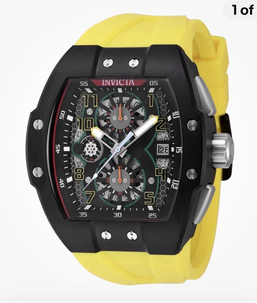 Invicta Racing Gridlock Yellow Dial Men’s Watch 48337 New In hard Case