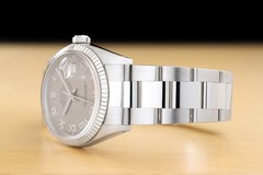 ROLEX MENS DATEJUST 16014 GRAY ROMAN DIAL 18K WHITE GOLD STAINLESS STEEL WATCH