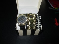 NWT Jessica Carlyle PVD Stainless Steel Watch/Coordinating Bracelets,8 Pcs,