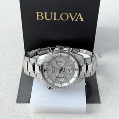 Bulova Men’s Marine Star Chronograph White Dial Stainless Quartz Watch 96B255