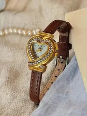 Women’s Dainty Watch French Vintage Style Heart Shaped Case Stainless Steel