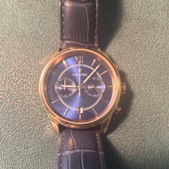 Vincero Men’s Blue Sunburst Dial Quartz Chronograph Date Gold Case Watch