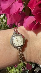 VTG Helbros Watch 10k Rolled Gold Plate Bezel & 1/20 12k GF Band Rose Co RUNS