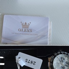 OLEVS Chronograph Men’s Quartz Watch Silver/Black Dial Tachymeter 30m Box