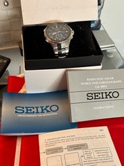 Seiko Men’s Coutura Radio Sync Solar Chronograph Stainless Watch 8B92-OALO
