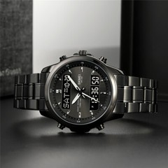 SKMEI Men Quartz Watch Silver Steel Digital Wristwatch Male Sport LED Watches