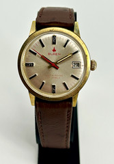 Vintage Buren Automatic 25 Jewel Date 34mm Swiss Gold Plated Original Dial Runs