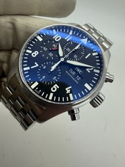 IWC Pilot Chronograph Automatic Steel Black Dial 43mm Watch IW377709 w/ Case