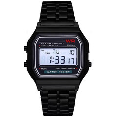 Men’s Casio Watch Classic Alarm Chrono Digital Dial Black Resin Strap F91W-1
