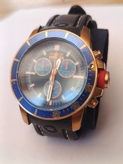 Invicta Pro Diver Chronograph 46mm Blue Gold WR100 Quartz New Battery