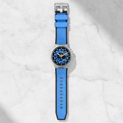 Swatch Watch Big Bold Irony Azure Blue Black Dial Daze Unisex Water Resistant