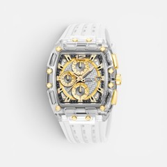 Invicta S1 Rally 70147 Men’s Watch 42mm Clear Gold White Silicone New Box